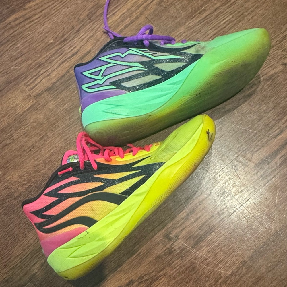 Puma MELO Neon Athletic Shoes - Pink, Yellow, Green, Purple